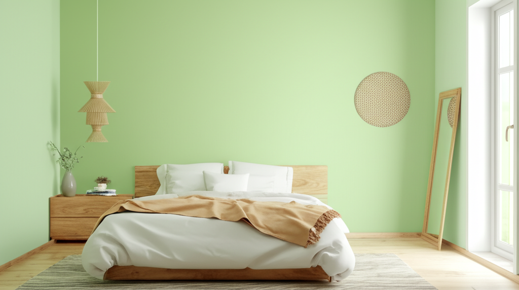 Minimalistyczny salon z farbą wapienną Soft White - wariant 3
